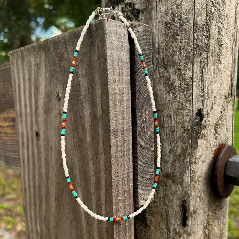 Handmade By Me:) You Can Choose Between 14” And 16” Western Inspired Jewelry, Country Beaded Jewelry, Simple Seed Bead Necklace, Diy Cowgirl Jewelry, Western Jewelry Beaded, Country Style Jewelry, Beaded Jewelry Native, Jewelry Design Beads, Turquoise Western Jewelry