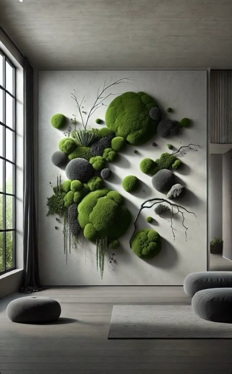 Wall Moss Garden, Living Room Moss Wall, Green Moss Wall, Moss Accent Wall, Moss Wall Ideas, How To Make Moss Wall Art, Moss Wall Indoor, Live Moss Wall Art, Diy Moss Wall