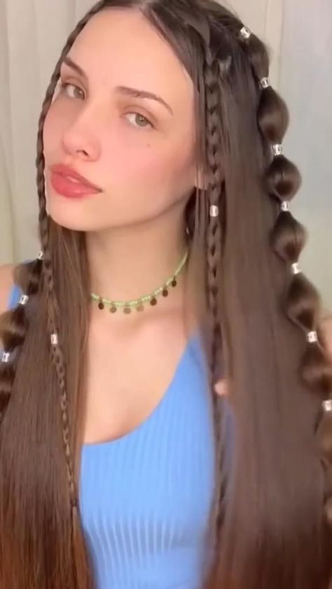 How to Get the Perfect Bubble Braid Bubble Braid, Hairstyle Examples, Rave Hair, Tutorial Hair, Easy Hairstyles For Thick Hair, Bubble Braids, Long Hair Tutorial, Hair Idea, Hair Tips Video