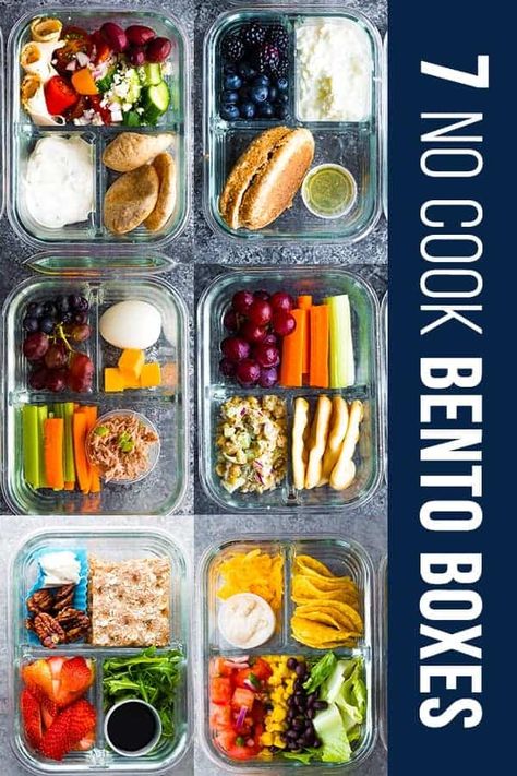 No Cook Lunch, Adult Lunch Box Ideas, Bento Box Lunch For Adults, Healthy Bento Lunches, Bento Box Recipes, Resepi Biskut, Lunch Box Ideas, Easy Lunch Boxes, No Cook