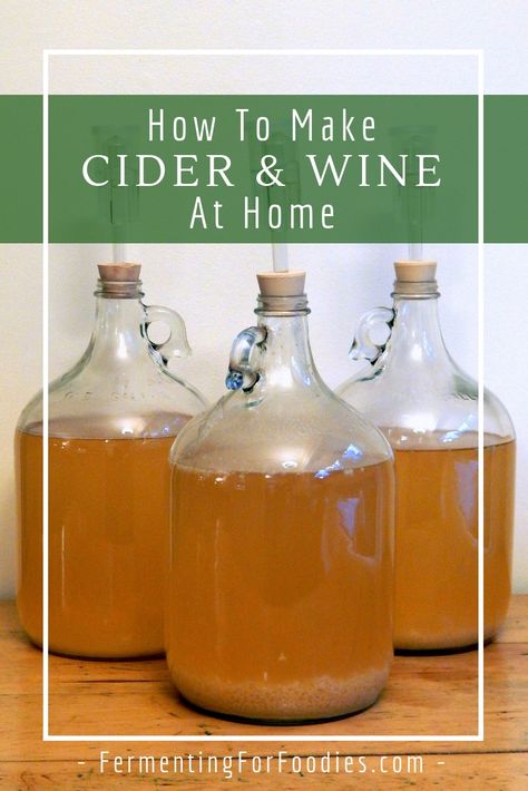 Homemade Cider and Wine: An Overview - Fermenting for Foodies How To Make Wine, Homemade Wine Recipes, Homemade Cider, Apple Wine, Homemade Alcohol, Homemade Liquor, Drink Poster, Homemade Beer, Homebrew Recipes