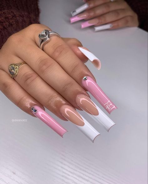 Baddie Nail Sets, Long Square Nails, Ombre Acrylic Nails, Long Acrylic Nail Designs, Work Nails, Classy Acrylic Nails, Nails Only, Long Acrylic Nails Coffin, Acrylic Nails Coffin Pink