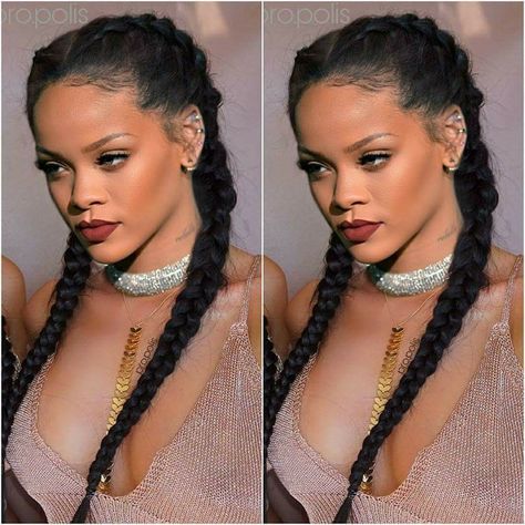 French Braids With Extensions, French Braid Hairstyle, Rihanna Beauty, Hairstyles Trending, Two French Braids, French Braid Ponytail, Two Braid Hairstyles, Dutch Braid Hairstyles, Elegant Updos