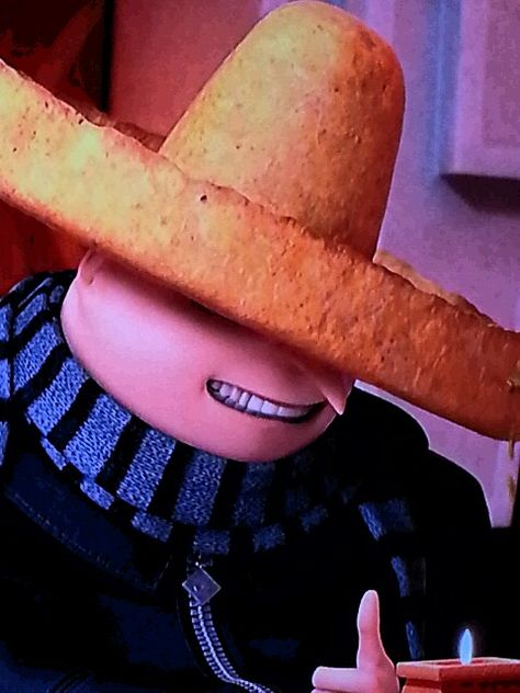 just saw this movie last night..... Seems to me one could make this for a party (even if no one wears it) why aren't there any pics on pinterest of people doing this yet????!!! Gru Despicable Me, Taco Hat, Drawing Help, Despicable Me 2, Wearing A Hat, I Want To Eat, Despicable Me, Guacamole, Last Night