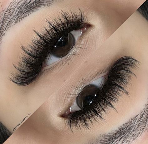 Lashes Wispy Hybrid, Emo Lash Extensions, Spikey Volume Lash Extensions, Hybrid Spike Lash Extensions, Hybrid With Spikes Lashes, Dramatic Volume Lash Extensions, Spiky Cat Eye Lash Extensions, Volume Lash Extensions Styles Wispy, Volume Lashes With Spikes