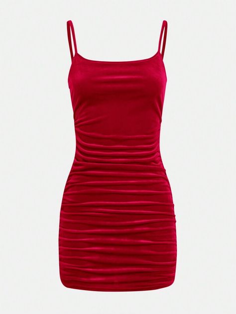 Dresses For Dances, Velvet Cami Dress, Cute Red Dresses, Velvet Cami, Velvet Bodycon Dress, Teen Girl Dresses, Prom Dress Inspiration, Grad Dresses