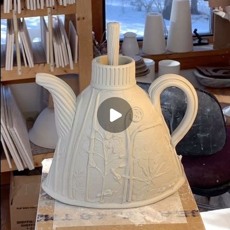 Christy Knox on Instagram: "Here is a nice combination of ideas coming together between rocking vases and recent teapots. There is also inspiration from a photo I saw several years ago of a small soy pourer.

#teapot #pottery #handbuilding" Teapot Pottery, Pottery Handbuilding, Fall 24, Of Ideas, I Saw, Tea Pots, A Photo, Vase, Instagram