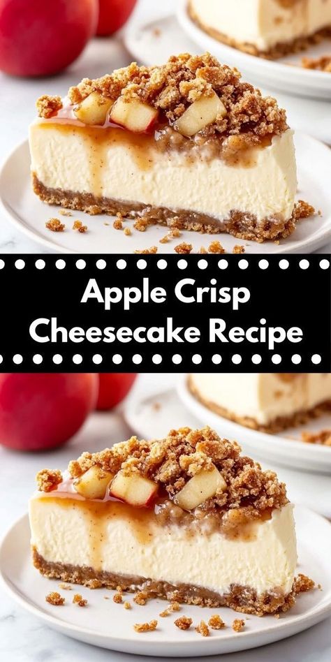 Looking for a unique dessert for your next gathering? This Apple Crisp Cheesecake is a delightful twist on traditional flavors, offering a creamy and crunchy combination that will have everyone asking for seconds. Delicious Apple Crisp, Apple Topping, Oat Crumble Topping, Apple Crisp Cheesecake, Rich Cheesecake, Apple Crisp Easy, Apples And Cheese, Unique Desserts, Fall Dessert