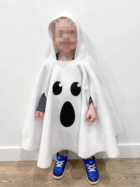 Diy Ghost Halloween Costumes, Kids Ghost Costume Boy Diy, Toddler Ghost Costume Boy Diy, Ghost Poncho Costume Diy, Ghost Poncho Costume, Toddler Halloween Costumes Boy Diy, Diy Kids Ghost Costume Boys, Ghost Toddler Costume Boy, How To Make Ghost Costume