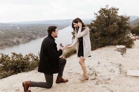 Mount Bonnell Proposal in Austin, TX. Shot by Ann Mark Photo Suprise Proposal, Proposal Photos, Mountain Photos, Surprise Proposal, Austin Wedding Photographer, Wedding Prices, My Dream Came True, Dream Engagement, Digital Weddings