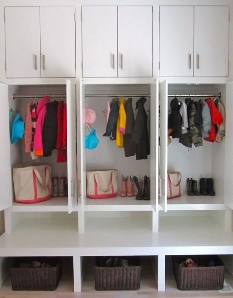 Mudroom space to hang coats or maybe not--- maybe just have coat closet in mudroom Billy Ikea, Mudroom Lockers, Mudroom Organization, Mudroom Entryway, Mudroom Laundry Room, Entryway Shoe Storage, Laundry Room Shelves, Entryway Bench Storage, Mud Room Storage