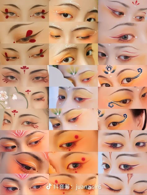 Japanese Makeup Looks Traditional, Hanfu Makeup Look, Chinese Hanfu Makeup, Hanfu Makeup Tutorial, Chinese Make Up Traditional, Chinese Dragon Makeup, Traditional Chinese Makeup Look, Traditional Korean Makeup, Traditional Japanese Makeup