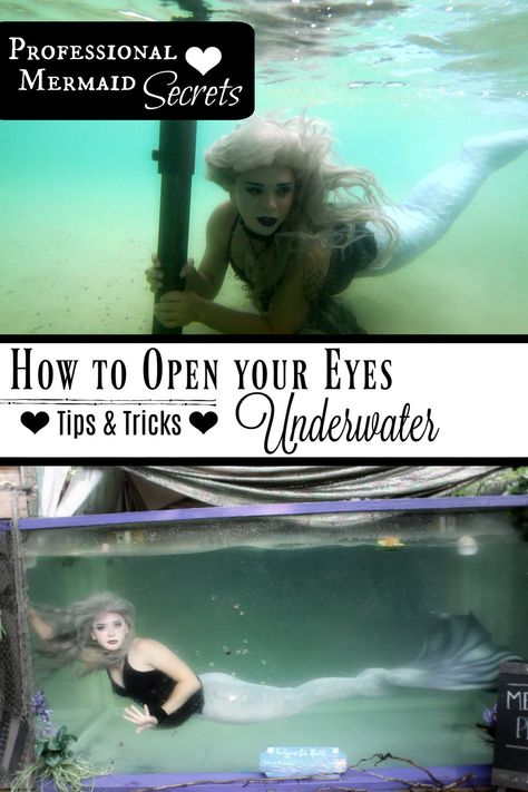 How To Swim Like A Mermaid, Professional Mermaids, Mermaid Performer, Swim Hacks, Best Eye Drops, Mermaid Things, Diy Mermaid Tail, Mermaid Ideas, Professional Mermaid