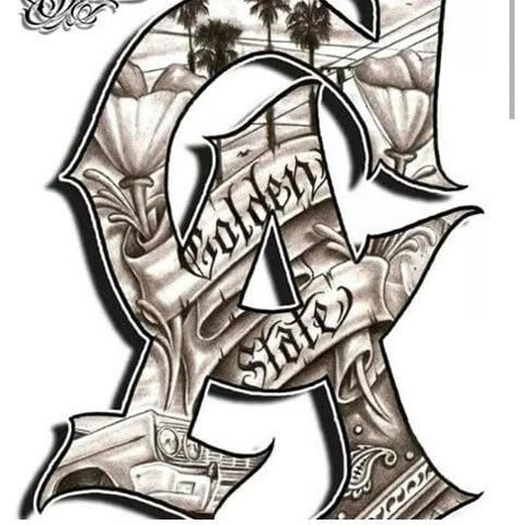 C.A @SQUEEK_TWIN2 C A Tattoo, South Central La Tattoo, Ca Tattoo Letters, La Style Tattoo, 818 Tattoo, Cali Tattoo, Ca Logo, Art Chicano, Chicanas Tattoo