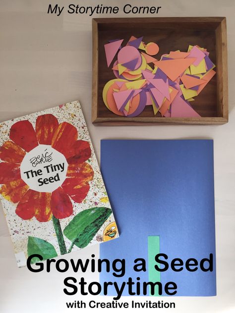 Grow a Seed Storytime and Creative Invitation from My Storytime Corner    | Spring | Gardens | Preschool | Circle time | Group time | Shapes | Flowers | Eric Carle Preschool Plants, Seeds Preschool, Flower Activities, Storytime Ideas, Preschool Spring, Preschool Garden, Spring Gardens, Art Preschool, Toddler Teacher