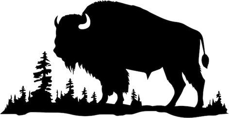 Vector silhouette bison animal vector im... | Premium Vector #Freepik #vector Buffalo Tattoo Ideas, Buffalo Outline, Heritage Painting, Bison Animal, Buffalo Silhouette, Bison Silhouette, Buffalo Tattoo, Deer Stencil, Burned Hats