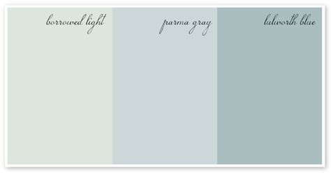 Farrow & Ball Paints ~ Love the 'Borrowed Light Have it on my walls and it changes color with a change of the light falling on it. Borrowed Light Farrow And Ball, Borrowed Light, Room Colours, Grey Ceiling, Blue Green Paints, Living Room Decor Gray, Room Green, Farrow And Ball Paint, Farrow And Ball