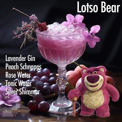 Disney Mixed Drinks, Disney Themed Drinks, Disney Alcoholic Drinks, Disney Cocktails, Disney Themed Food, Lotso Bear, Bartender Drinks Recipes, Disney Drinks, Spicy Drinks