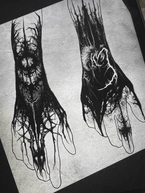 Gloomy Tattoo, Tattoo On The Back, Gotik Tattoo, Underground Tattoo, Knuckle Tattoos, Blackout Tattoo, Scary Tattoos, Creepy Tattoos, Gothic Tattoo