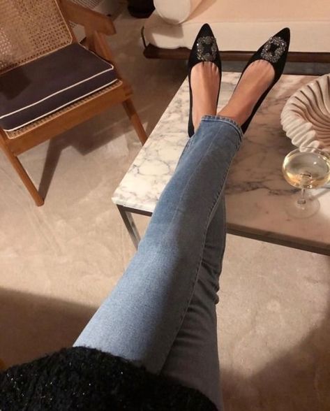 INSPIRATION FOR NEW YEAR EVE Hangisi Flats Outfit, Manolo Blahnik Hangisi Flats, Hangisi Flats, Formal Pumps, Manolo Blahnik Hangisi, Manolo Blahnik Heels, Flats Outfit, Manolo Blahnik Shoes, Fashion Heels