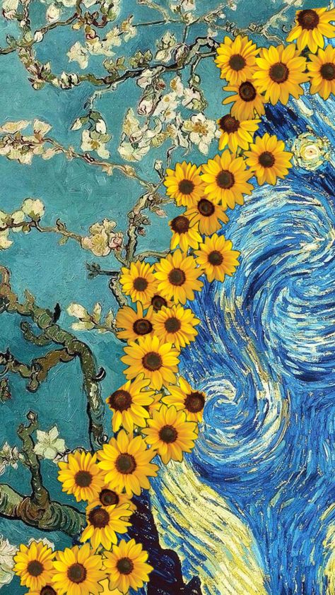 Desenhos Van Gogh, Van Gogh Wallpaper, Iphone Wallpaper Stills, Van Gogh Sunflowers, Arte Van Gogh, Sunflower Wallpaper, Van Gogh Art, Starry Night Van Gogh, The Sunflower