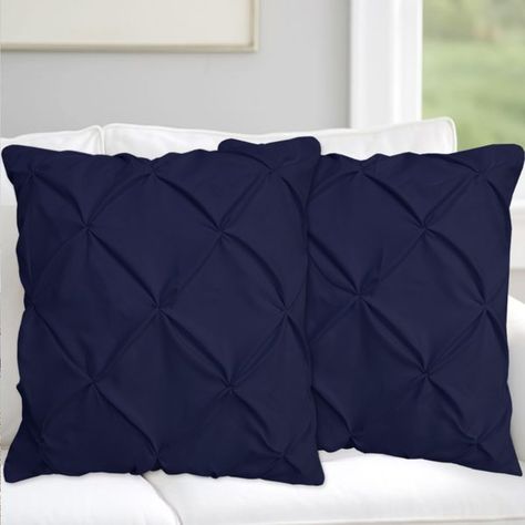 Taya Pinch Pleat Pintuck Throw Pillow Throw Pillow Set, Navy Blue Pillows, Bedroom Stuff, European Pillows, Ruffle Pillow, Quilted Pillow Shams, Blue Pillow, King Pillows, Euro Pillow Shams