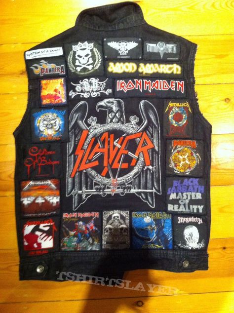 Updated battle jacket! Heavy Metal Patches, Ghost Slayer, Metal Vest, Diy Vest, Metal Patches, Battle Jackets, Battle Vest, Fashion Props, Punk Fashion Diy