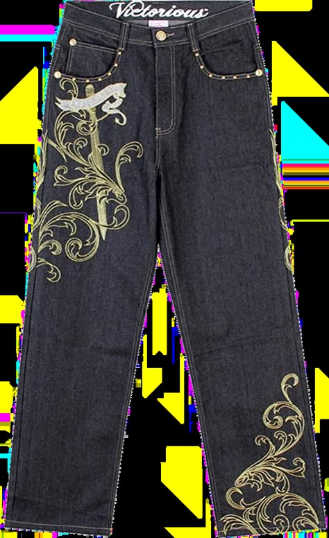 2000s Jeans Men, Costume Jeans, Punk Outfits Men, Early 2000s Outfits, Graphic Pants, Graphic Jeans, Flat Pants, Y2k Outfits Men, Punk Style Outfits