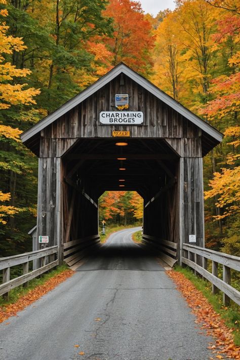 Charming Crossings: Exploring Vermont’s Picturesque Covered Bridges Vermont Covered Bridges, Covered Bridges In Vermont, Barn Pictures Ideas, Autumn Pictures Photography, Covered Bridge Painting, Vermont Homes, Fall Pictures Nature, Covered Bridge Photo, Pad Wallpaper