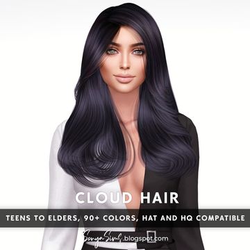 Cloud Hair (Public Release) | SonyaSims on Patreon Sonya Sims Hair, Cloud Hair, Medium Length Hair Straight, Blowout Hair, Sims Hair, Cc Sims, Cc Finds, Sims 4 Cc, Celebrity Hairstyles