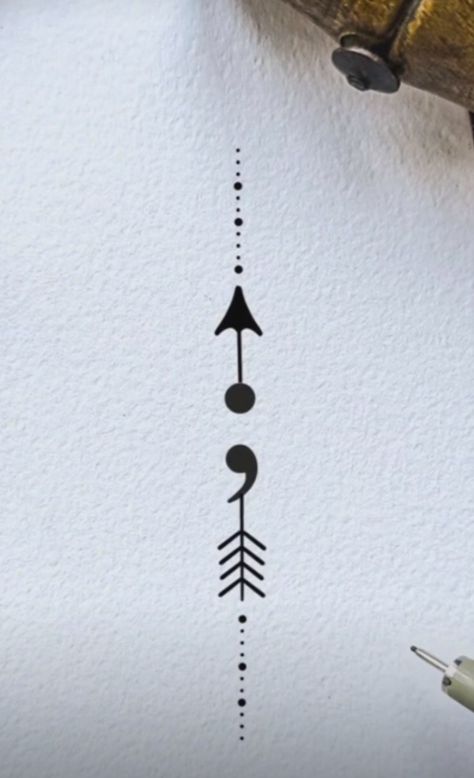 Arrow Tattoo Semicolon, Apostrophe Tattoo Ideas, Push Through Tattoo, Semi Colon Arrow Tattoo Meaning, Comma Tattoo Ideas, Cute Small Semicolon Tattoo, Arrow Semicolon Tattoo, Small Recovery Tattoos, Apostrophe Tattoo