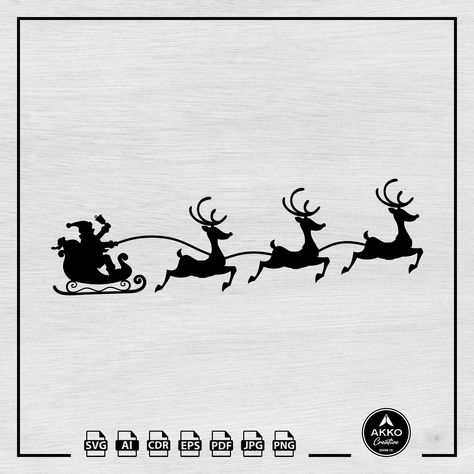 Santa Claus Svg, Christmas Branches, Christmas Vector, Santa Svg, Santa's Sleigh, Silhouette Christmas, Merry Christmas Svg, Make Your Own Stickers, Santa Sleigh