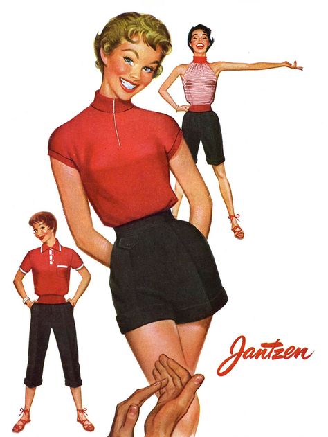 1954 ... Jantzen | Flickr - Photo Sharing! 80s Loungewear, 1950s Sportswear, Pete Hawley, Clothes Illustration, Vintage Illustration Art, Look Magazine, Fashion 1950s, Ideas Vintage, Vintage Pinup