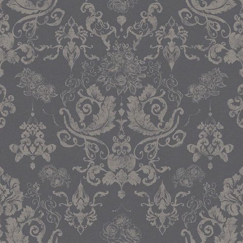 Grey Damask Wallpaper, Damask Wallpaper Bedroom, Grey Wallpaper Bedroom, Magnolia Wallpaper, French Wallpaper, Victorian Bedroom, Modern Background, Grey Dining Room, Woodland Art