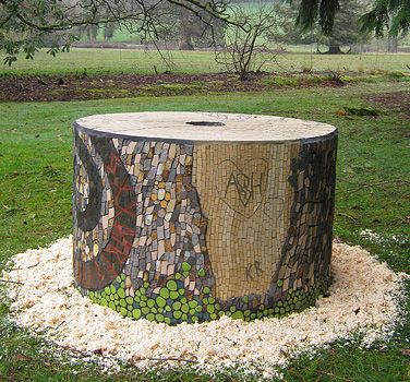 Mosaic Tree Stumps, Mosaic Tree Art, Mosaic Tree, Stump Ideas, Art To Buy, Tree Mosaic, Tree Project, Mosaic Rocks, Driftwood Projects