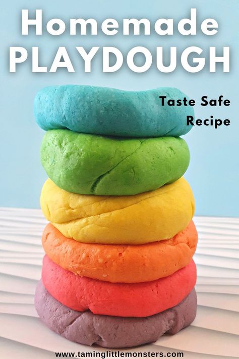 Homemade Playdough Recipe. Learn how to make taste-safe play dough for kids. This is a wonderfully easy recipe to whip up whenever you need a new batch of playdough for a fine motor or sensory activity for your toddlers and preschoolers. Soft Playdough Recipe, Homemade Play Dough Recipe, Gluten Free Playdough, Make Your Own Playdough, Easy Homemade Playdough Recipe, Soft Play Dough, Cooked Playdough, Play Dough Recipe, Homemade Playdough Recipe