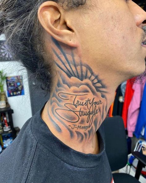 Half Neck Tattoo, Name Tattoos For Men, Name Tattoos On Neck, Fear Tattoo, Names Tattoos For Men, Men Tattoos, Half Sleeve Tattoos For Guys, Neck Tattoo For Guys, Back Tattoos For Guys