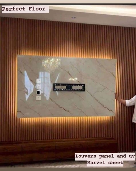 louvers panel and uv marvel sheet work Dane Delhi https://perfectfloor.in/product/30817072/WPC-louvers-panel--WPCLOUVERS-1027- For any query or work WhatsApp- 9268110977 Tv Back Panel Design, Uv Marble Sheet Wall Design, Uv Sheet Wall Design, Wpc Louvers, Uv Marble Sheet, Wooden Louvers, Marble Sheet, Marble Sheets, Wooden Wall Design