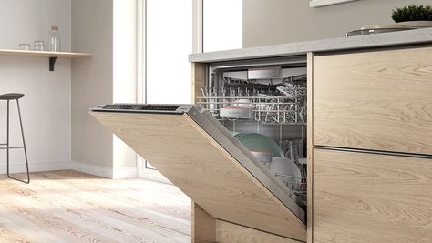 Built-in Dishwashers | Bosch Built In Dishwasher Cabinet, Concealed Kitchen, Dishwasher Cabinet, Hide Appliances, Wet Kitchen, Vermont House, Fully Integrated Dishwasher, Kitchen Tech, Kitchen Technology