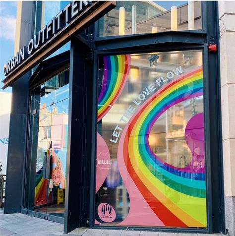 Pride Window Painting, Pride Window Art, Pride Window Display, Pride Graphics, Pride Display, Pride 2024, Nice Office, Painted Window Art, Experiential Graphic Design