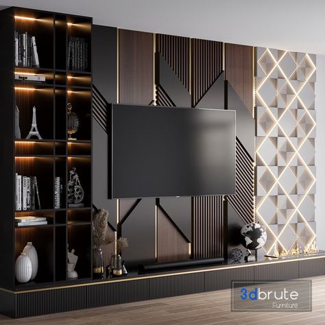 TV Wall 30 3d model Buy Download 3dbrute Beautiful Tv Unit Designs, Tv Wall Design Luxury 2024, Tv Wall Panel Design Modern Living, Office Tv Wall Design, Tv Wall Design Luxury Tvs, Tv Wall Design Luxury, Tv Cabinet Wall Design, Lcd Wall Design, Tv Cabinet Design Modern