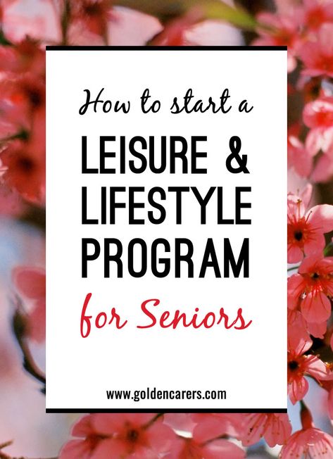 Starting a Leisure and Lifestyle Program for residents in nursing homes and long term care requires creative thinking and enthusiasm. Your main point of reference will be the assessment of your clients. Assisted Living Activities, Recreational Therapy, Senior Living Activities, Therapeutic Recreation, Nursing Home Activities, Recreation Therapy, Elderly Activities, Activity Director, Main Point