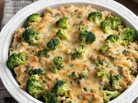 Creamy Tuna Broccoli Casserole: Comforting & Nutritious | The Foodie Fix | NewsBreak Original Tuna Broccoli Casserole, Broccoli Casserole Easy, Tuna And Broccoli, Tuna Broccoli, Broccoli Cheddar Casserole, Pineapple Casserole, Chicken Stuffing Casserole, Chicken Parmesan Casserole, Turkey Casserole