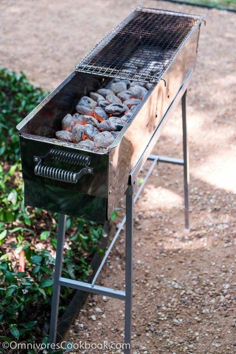 How to Host a Chinese BBQ Party | Omnivore's Cookbook Japanese Bbq Grill, Outdoor Cooking Fireplace, Bbq Setup, Menu Suggestions, Barbeque Grill Design, Outdoor Bbq Grill, Barbecue Design, Diy Grill, Grill Tools