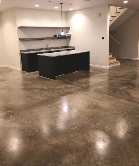 Consider Clean-and-seal as an Alternative Finish for Interior Concrete Floors | Concrete Decor Concrete Floor Finishes, Finished Concrete Floors, Seal Concrete Floor, Concrete Floors In House, Interior Concrete Floors, Concrete Basement Floors, Concrete Interiors, Concrete Flooring, Concrete Stained Floors