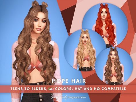 Hope Hair Now Free | Patreon Sonya Sims Hair, Sim4 Cc, Bella Hair, Curls For Long Hair, Top Hairstyles, Sims Hair, Mid Length Hair, Ts4 Cc, Strong Hair