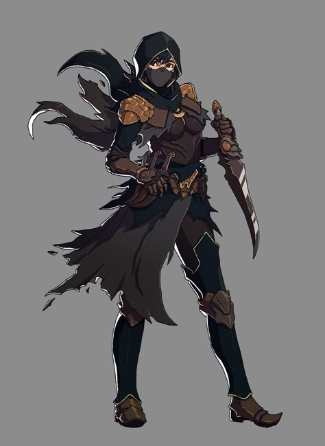 Dnd Assassin Character Design, Thief Character Art, Rogue Pose Reference, Dnd Thief, Dnd Rogue Character Design, Ernesto Irawan, Rogue Character, Roleplay Characters, Dnd Art