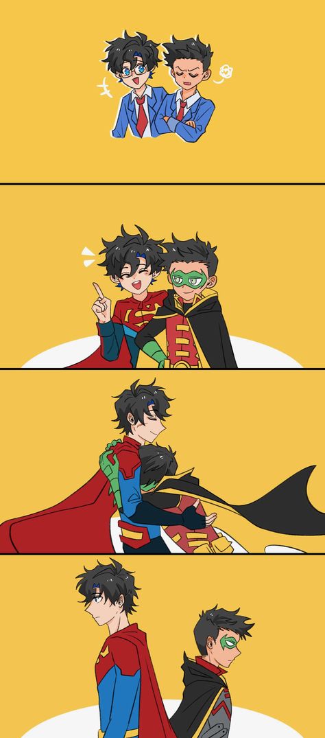 Jonathan Kent And Damian Wayne, Jonathan Kent X Damian Wayne, Damian Wayne Fanart Cute, Damian Wayne X Jon Kent Fanart, Jon X Damian Kiss, Damian Wayne X Jon Kent Kiss, Supersons Comic, Jon X Damian Fanart, Jon Kent And Damian Wayne