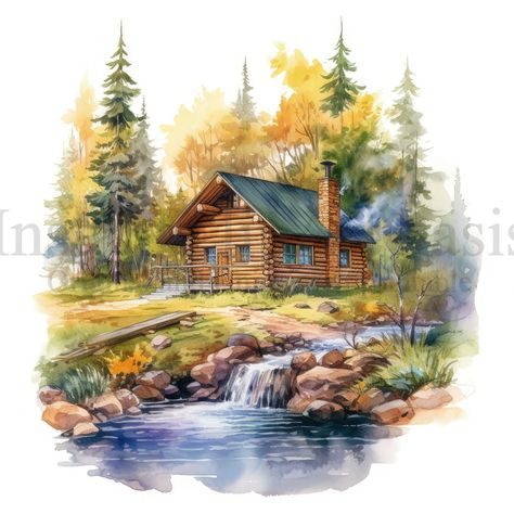 White log cabin