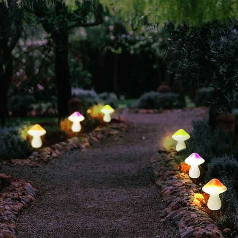 BIGTREE Mushroom Solar Lamps Outdoor Solar Garden Lights Cute Shape Lighting Multi-colored Pathway Light , For Courtyard Decoration （set Of 3） | Wayfair Lighting Pathway, Mushroom Lamps, Fence Yard, Solar Lamps, Solar Garden Lights, Mushroom Lights, Cute Shape, Garden Lights, Pathway Lighting